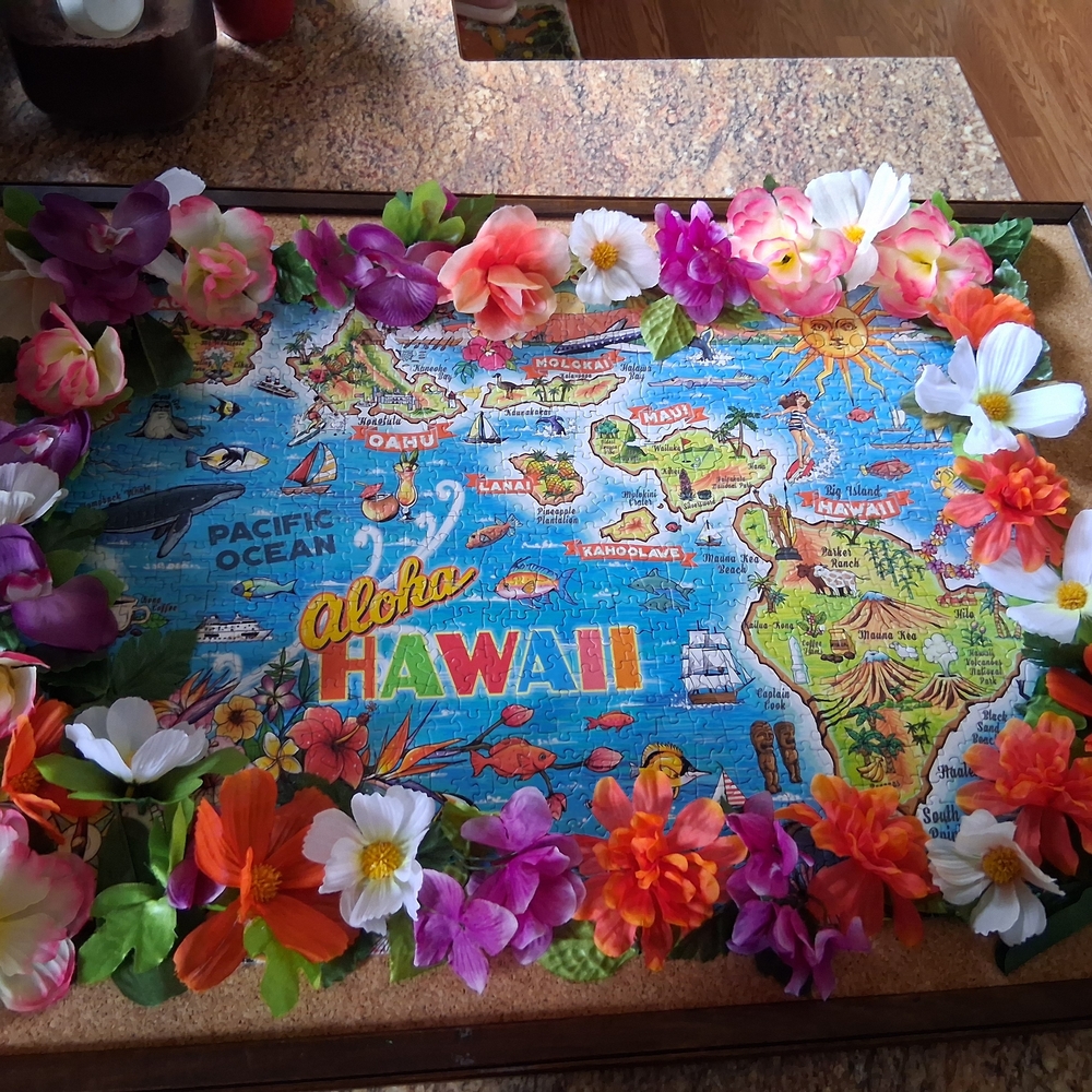 Hawaii Map Floral Wall Art